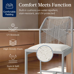 Set of 2 Indoor Outdoor Counter Height Bar Stools w/ All-Weather Rope