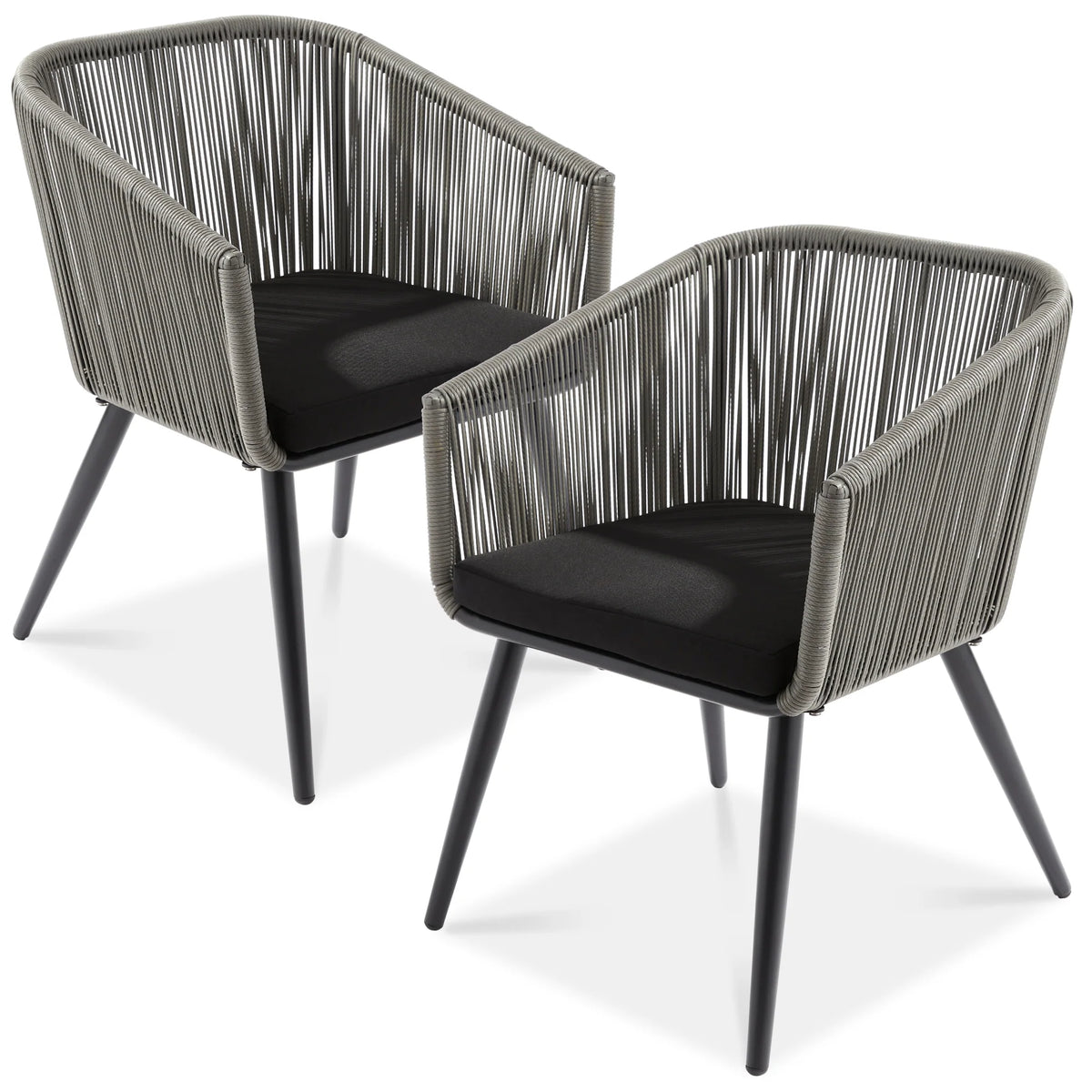 Set of 2 Outdoor Woven Wicker Patio Dining Chairs, 250lb Capacity