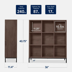 Elevated 9-Cube Storage Organizer, 11in Bookshelf, w/ Metal Legs