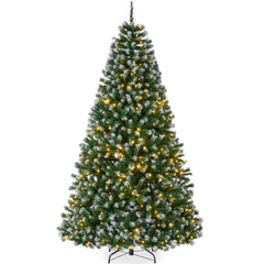 Pre-Lit Frosted Artificial Green Spruce Christmas Tree, w/Easy Assembly