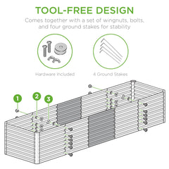 8x2x2FT Steel Planting Box for Backyard Flowers, Herbs, & Vegetables