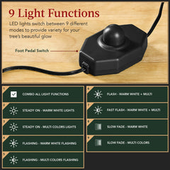 Black Pre-Lit Sparse Flocked Christmas Tree w/ 2-in-1 LEDs, Cordless Connection