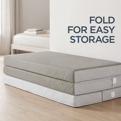 4in Portable Mattress Topper, Tri-Fold Mattress Pad - Taupe