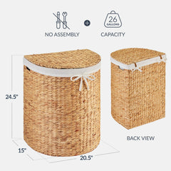 Half Moon Round Laundry Hamper w/ Lid